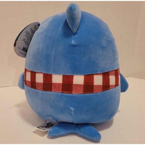 Squishmallow Rey Blue Shark w/ Check Scarf 8" Soft Plush Toy. NEW w/ Tags - Picture 4 of 12